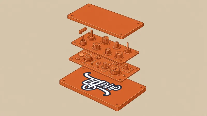 An exploded drawing of a control panel, the mark on the base plate