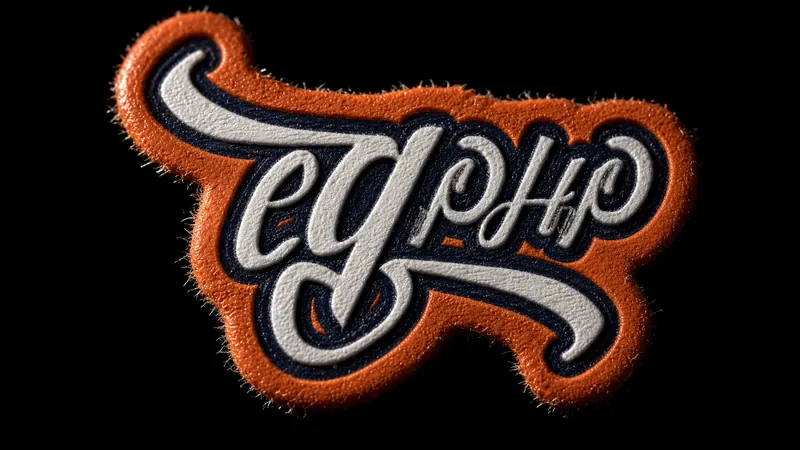 The mark as an embroidered patch, its stitching legible against black