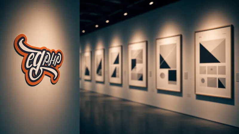 A gallery of framed prints, the mark on the end wall